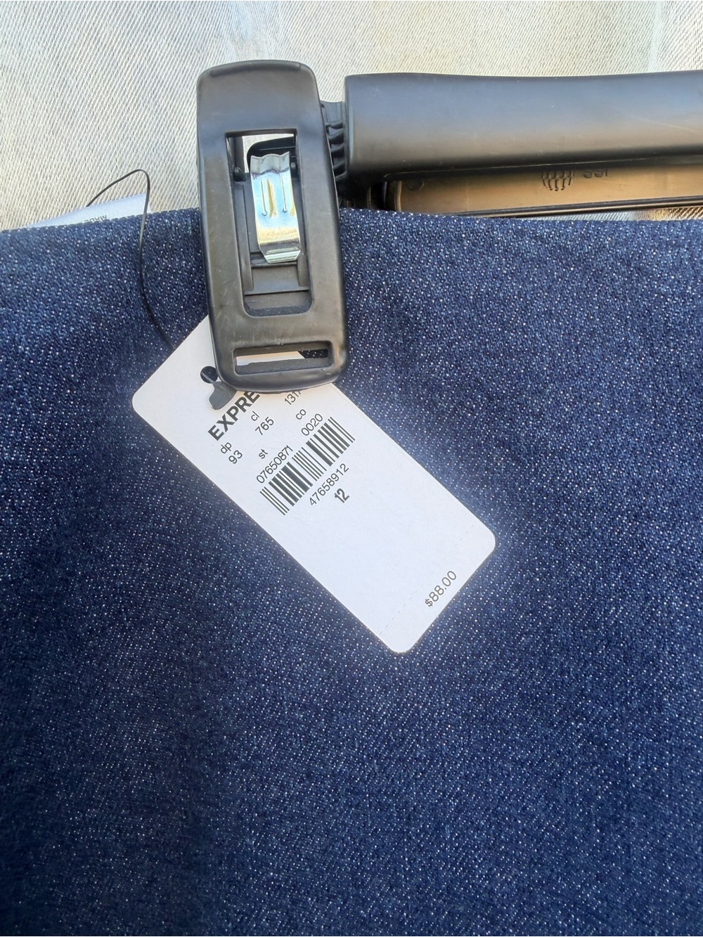 Express Dark Blue Denim Midi Skirt with Front Slit - Picture 6 of 6
